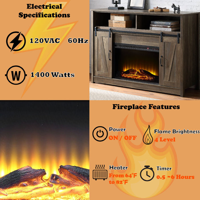 Tobias - Fireplace With Shelf Storage - Oak Acme
