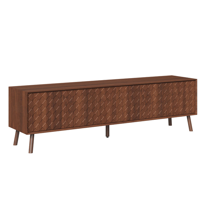 70" TV Stand For TVs Up To 80", Soft Closing Hinges And Cable Management - Walnut Hearth and Haven