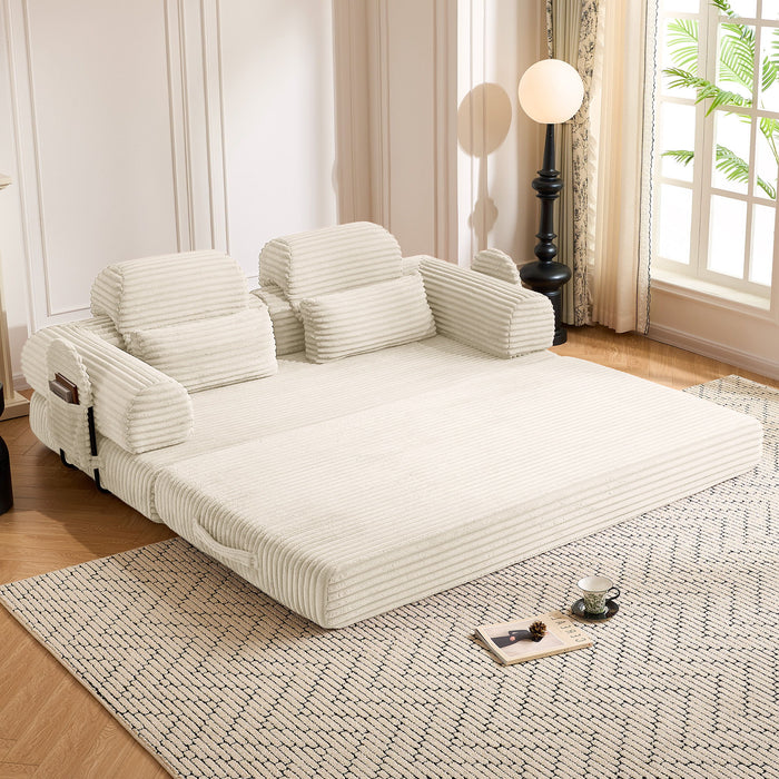 Convertible Sleeper Sofa With & Side Storage Pocket, Foldable Upholstered Couch For Living Room Home Essentials