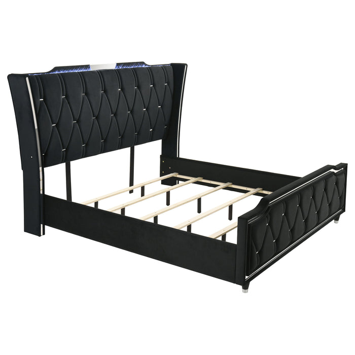 Mika - LED Upholstered Bed With Tufted Wingback Headboard And Ambient Lighting Furniture Max