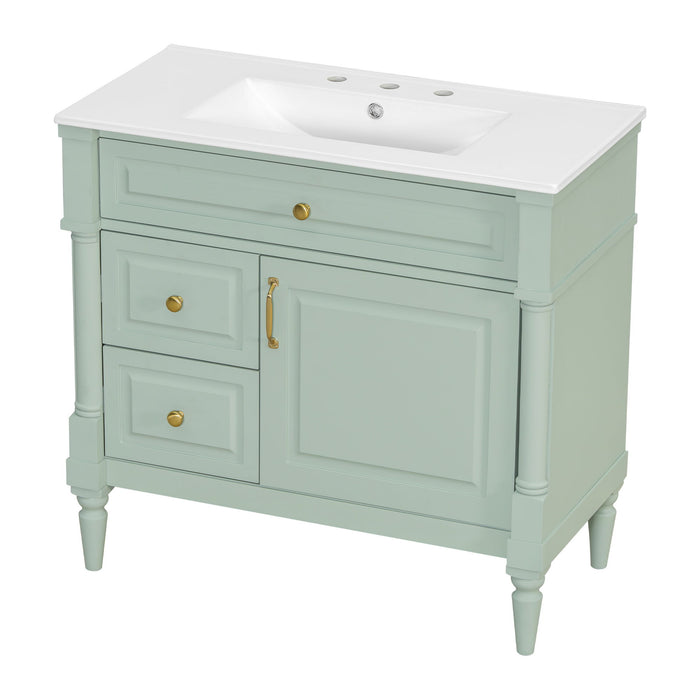 Freestanding Bathroom Vanity With Sink, Adjustable Shelf, Flip Drawer Hearth and Haven