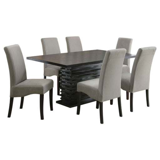 Wendell - 7 Piece Dining Set With Pedestal Table And Chairs - Gray Furniture Max