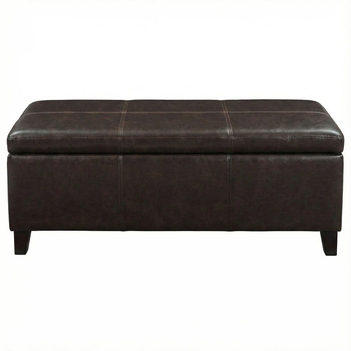 Rectangle Storage Ottoman Bench For Living Room - Brown Home Essentials