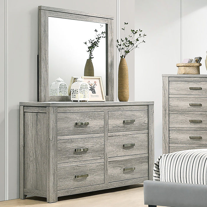 1 Piece Dresser With Handles, 6 Drawers - Light Gray Home Essentials