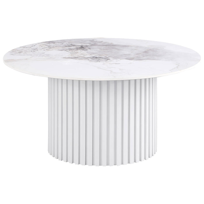 Rowena - Coffee Table Top, Box 1 of 2 - White Faux Marble