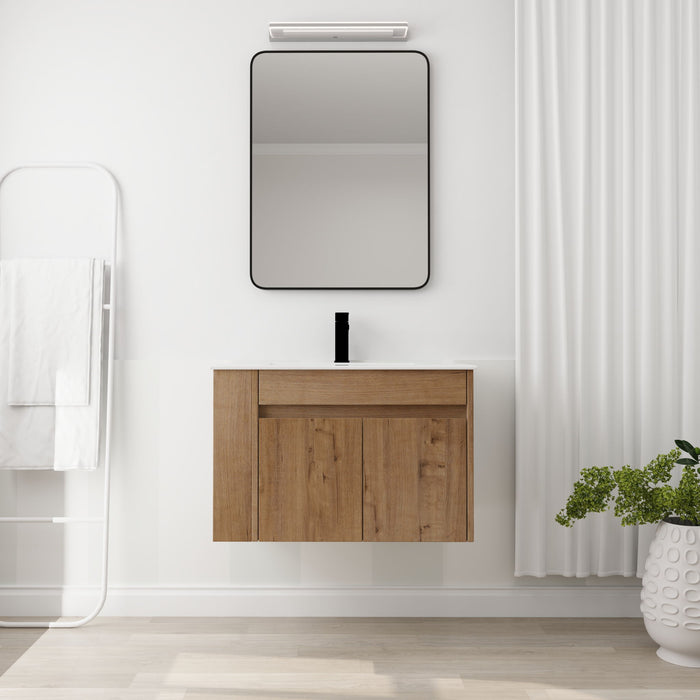 Wall Mounted Bathroom Vanity With Basin And Adjustable Open Shelf Home Essentials