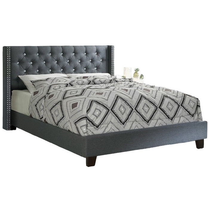 Contemporary Style Bed With Diamond Tufted Headboard Home Essentials