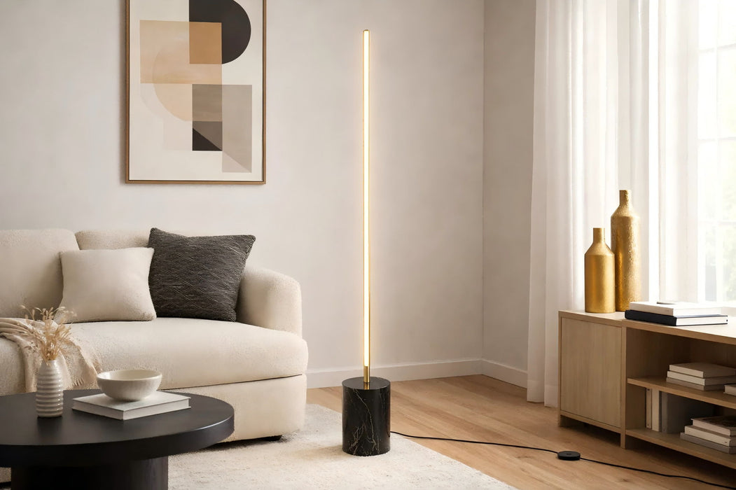Prism - LED Floor Lamp With On / Off Switch Base - Gold / Marble Ashcroft Furniture