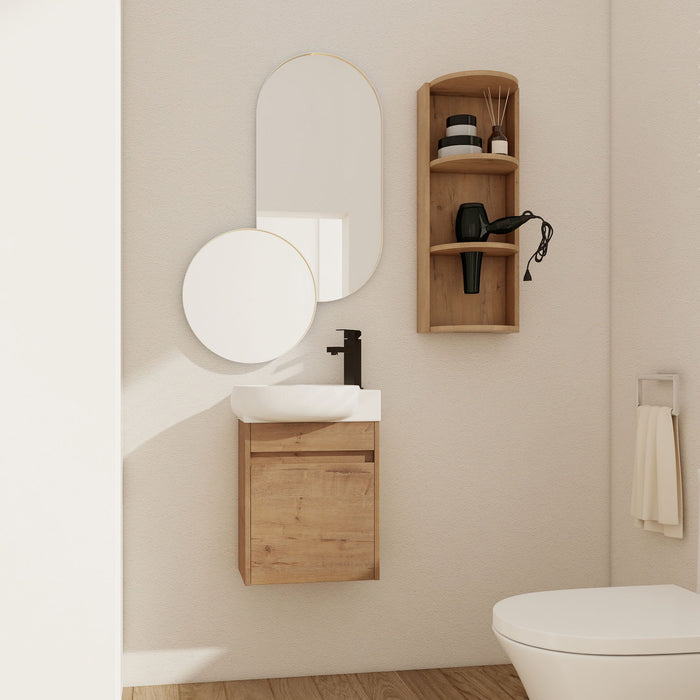 Wall Mounted Bathroom Vanity With Sink And Storage Rack, Soft Close Doors Home Essentials