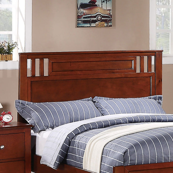 Simple Frame With Headboard And Vertical Carved Design Home Essentials