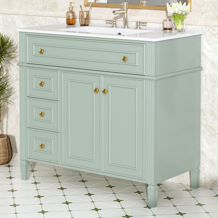 Bathroom Vanity With Sink, 3 Drawers & 2 Soft-Close Doors Hearth and Haven