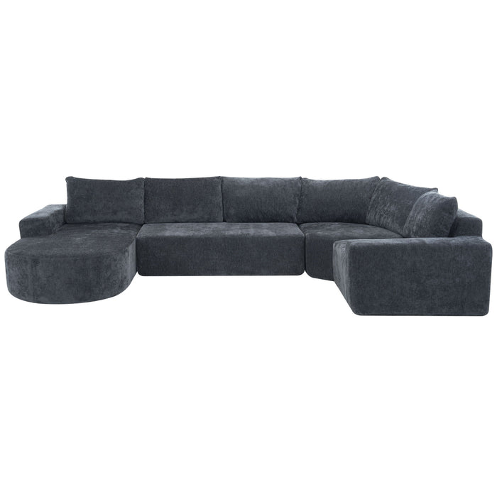 Modular Cloud Sectional Sofa Set, U-Shaped Upholstered Couch With Deep Seat Noble House