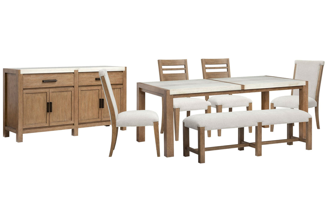 Plum Creek - 7 Piece Rectangular Dining Table Set Magnussen Furniture