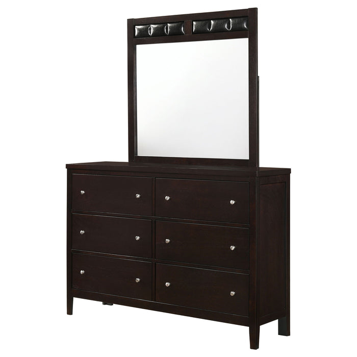 Lakewood - 6 Drawer Dresser With Mirror - Cappuccino Furniture Max