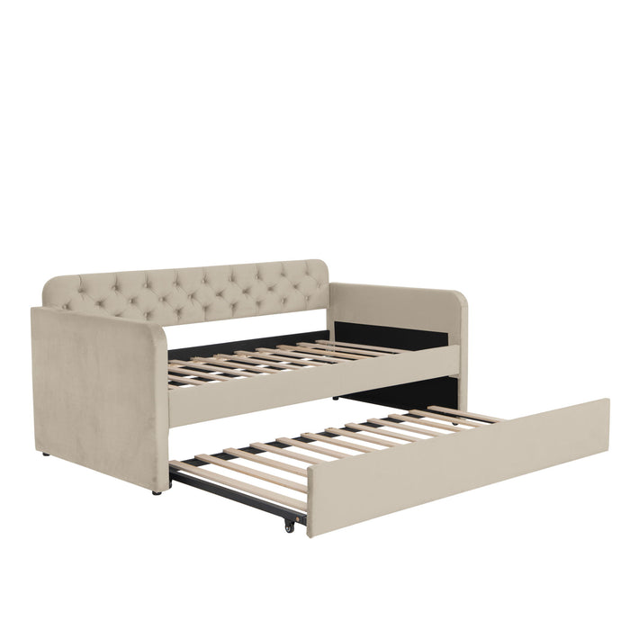 Upholstered Daybed With Trundle And USB Charging Design Home Essentials