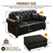 Upholstered Sofa With Nailhead Trim, Rolled Armrests With Ottoman Home Essentials