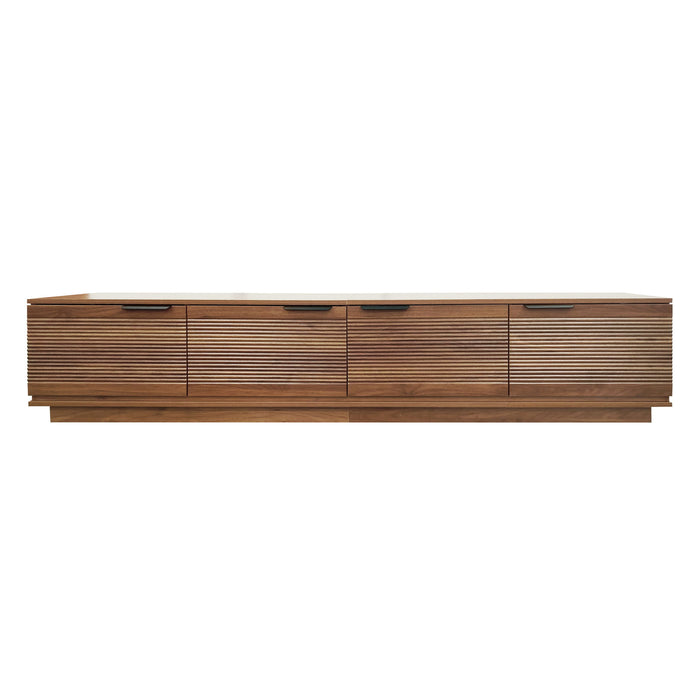 TV Stand, Entertainment Center With Fluted Door & Cable Management, Soft Closing Hinges - Walnut Hearth and Haven