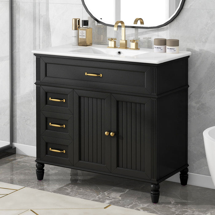 Bathroom Vanity With Sink, 2 Doors 2 Drawers, Freestanding Design Noble House