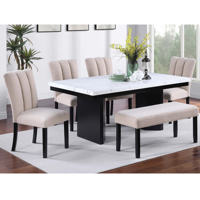 2 Tone Dining Table Set With Upholstered Side Chairs Home Essentials