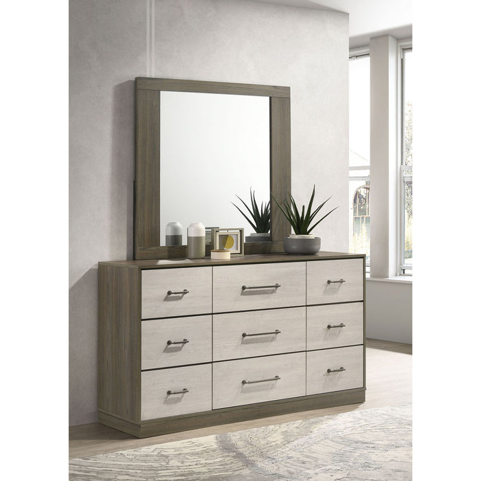Edmondson - 9 Drawer Dresser With Mirror - Natural / Gray Furniture Max