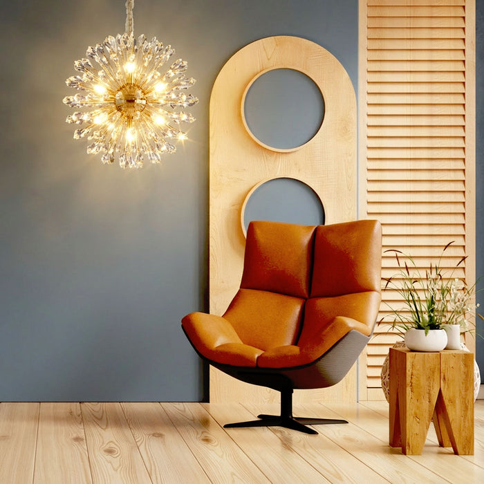 Michael Amini Lighting - Solara 32" Round Crystal LED Chandelier - Gold Michael Amini