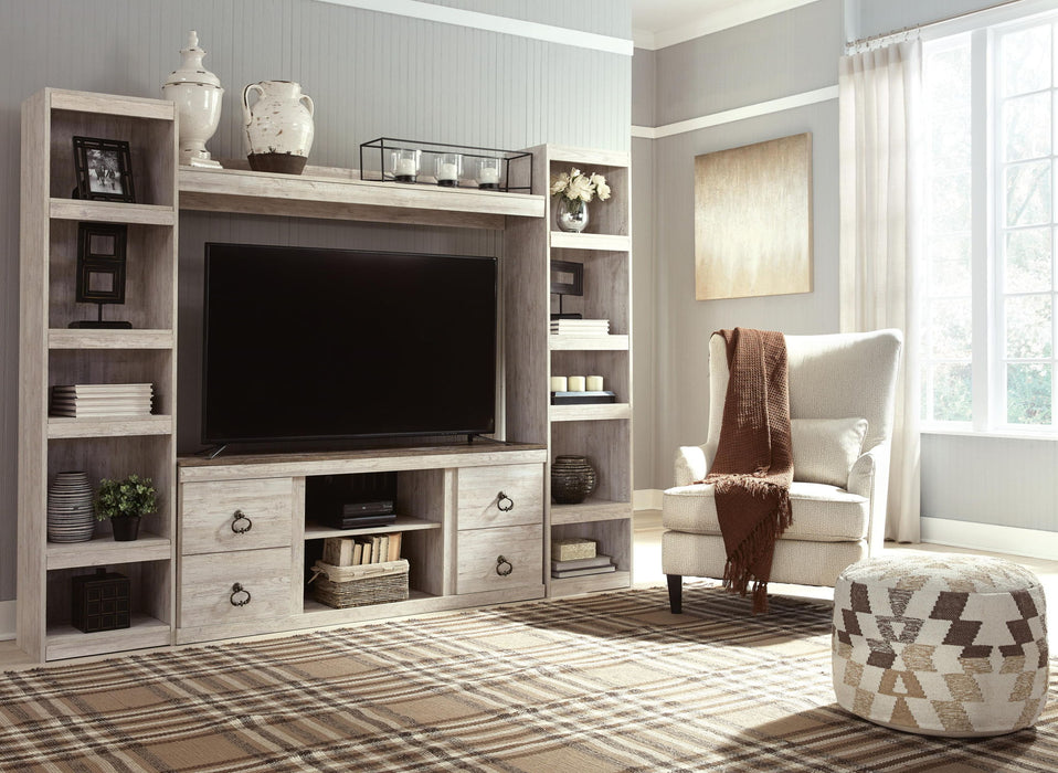 Willowton - 4-Piece Entertainment Center - Whitewash Signature Design by Ashley®