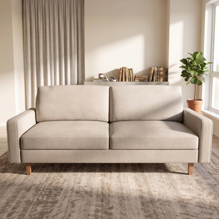 Couch, 3 Seat Sofa With Removable Cushion - Beige US Pride