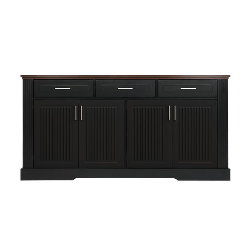 Fluted Sideboard Buffet Cabinet With 4 Doors And 3 Drawers Home Essentials