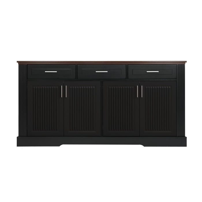 Fluted Sideboard Buffet Cabinet With 4 Doors And 3 Drawers Home Essentials