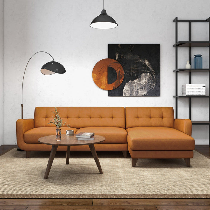 Allison - Right Facing Leather Sectional Sofa - Tan