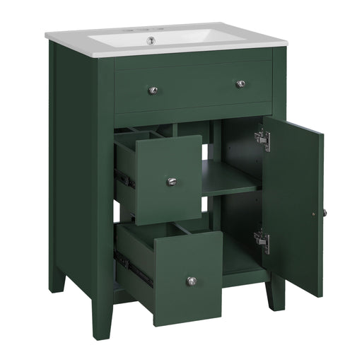 Bathroom Vanity With Basin, Rectangular Cabinet With 2 Drawers And Soft Closing Door Hearth and Haven