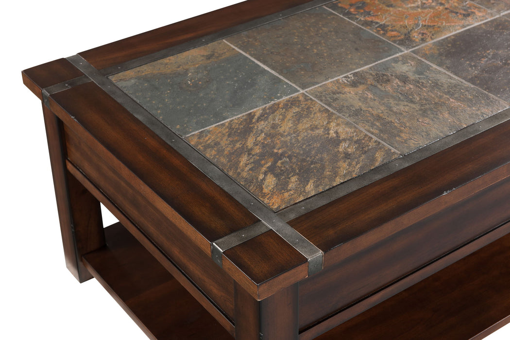 Roanoke - Rectangular Lift Top Cocktail Table (With Casters) - Cherry And Slate Magnussen Furniture