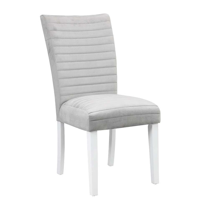 Elizaveta - Side Chair Set of 2) - Gray Velvet &White High Gloss