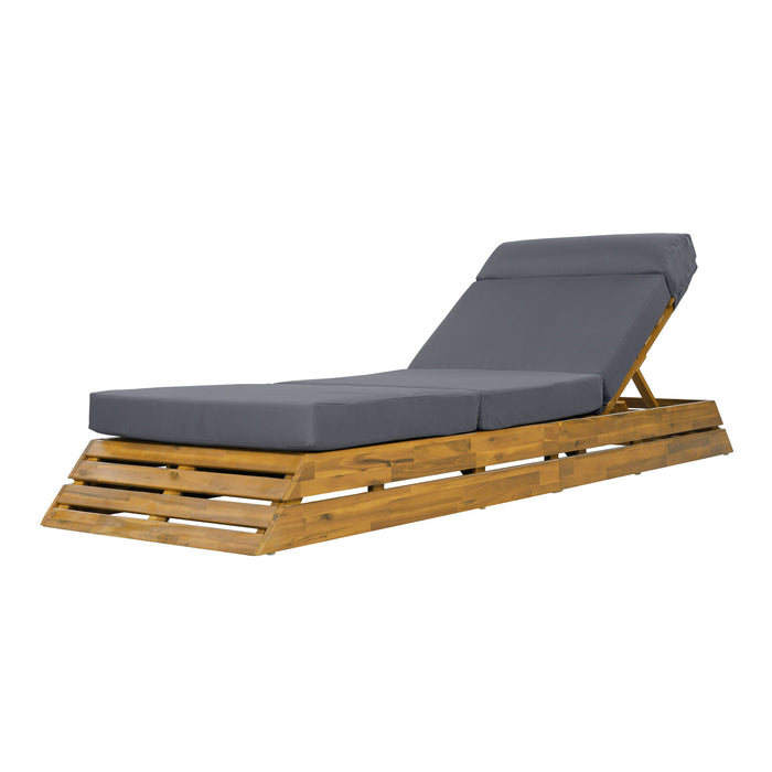 Chaise Lounge Set With 4 Fold Cushion And Built In Headrest Noble House