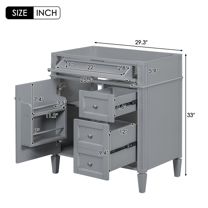 Bathroom Vanity With 2 Drawers And Tip-Out Drawer, Storage Cabinet Hearth and Haven