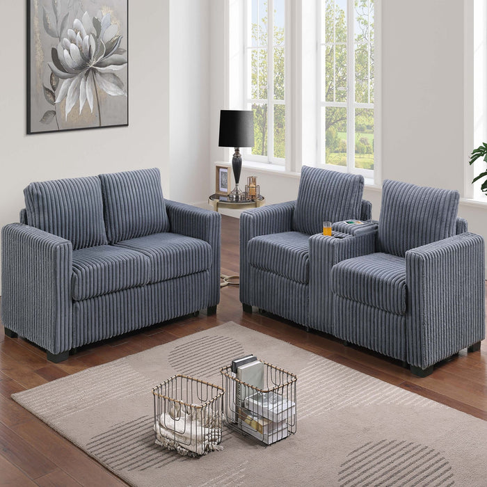 Modern Style 2 Piece Sofa Set With Cup Holders & Charging Port Home Essentials