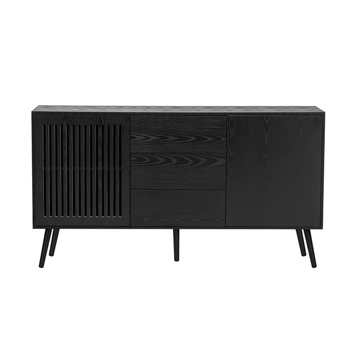 U_Style Modern Cabinet With 2 Doors And 3 Drawers, Suitable For Living Rooms, Studies, And Entrances - Black