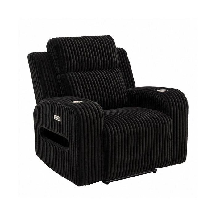 Power Recliner With Cup Holders And Ambient LED Lighting - Black Home Essentials
