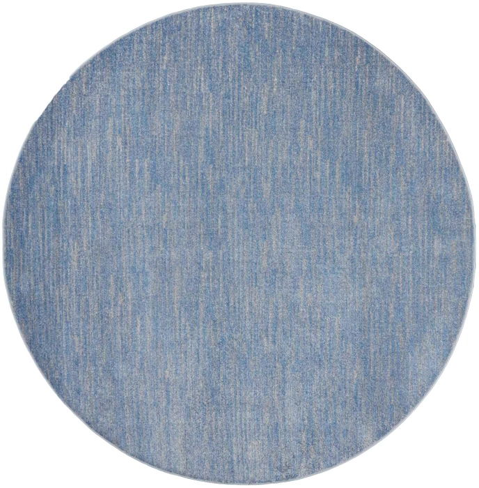 8' X 8' Round Striped Non Skid Indoor / Outdoor Area Rug - Blue / Gray