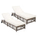 Outdoor Lounge Chair With 5 Position Backrest With Cushion And Wheels Hearth and Haven