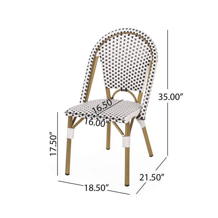 Outdoor Rattan And Aluminum French Bistro Chairs Set