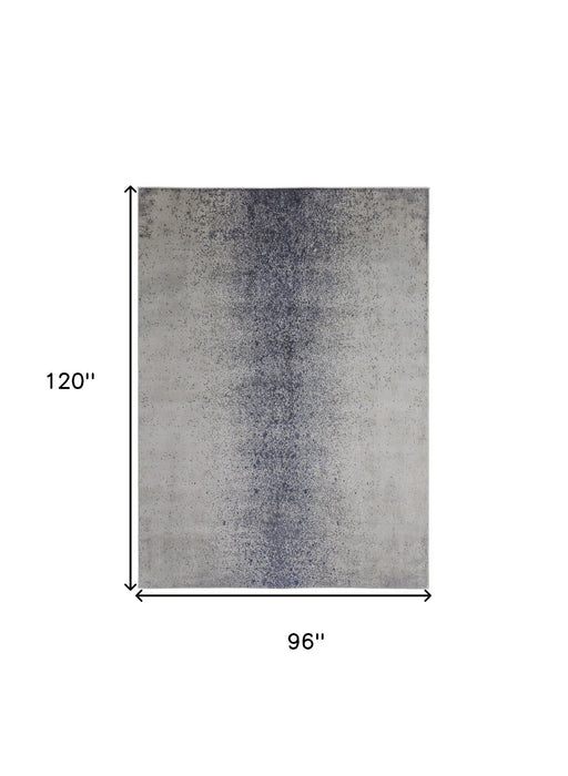 8' x 10' Abstract Power Loom Area Rug - Ivory And Blue