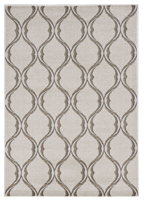 7' X 10' Machine Woven UV Treated Ogee Indoor / Outdoor Area Rug - S / Ivory