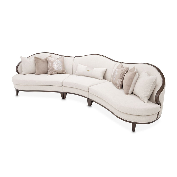 Camellia Field - 3-Piece Chenille Sofa - Linen / Warm Pecan