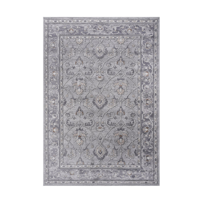 5' x 7' Oriental Non-Shedding Living Room Bedroom Dining Home Office Stylish And Stain Resistant Area Rug - Ivory / Gray