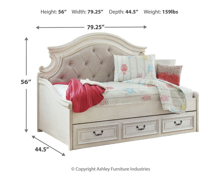 Realyn - Twin Day Bed With Storage - Chipped White Signature Design by Ashley®