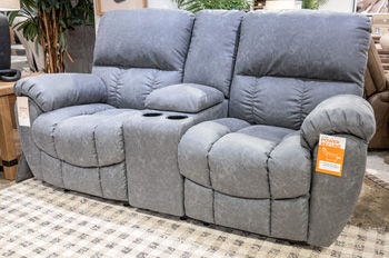 Bakerstein - Power Recline Loveseat/Console/Adjustable Headrest - Galaxy Signature Design by Ashley®