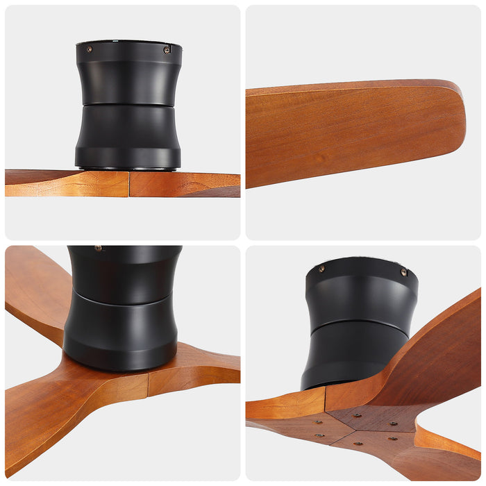 52" Ceiling Fan, No Light Flush Mount Low Profile 3 Blades With Remote Control Daily Nest