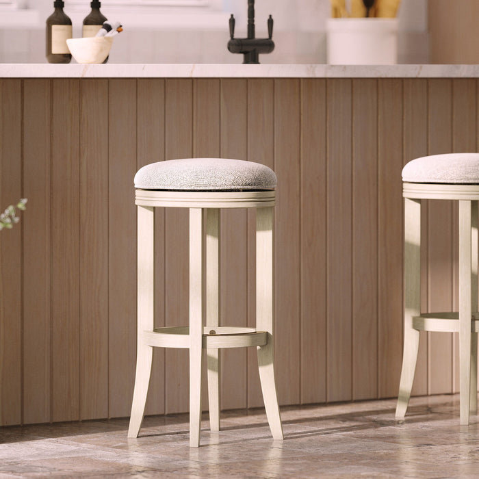 Backless Swivel Stool With Upholstered Seat Home Essentials