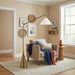 Lisbon - Floor Lamp With On / Off Switch Coned Base Hanging Shade - Antique Brass / White Ashcroft Furniture
